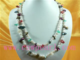 6-7mm white rice pearl and 10*13 bister pearl necklace